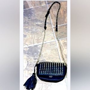 Victoria's Secret Small Black Gold Studded & Chain Crossbody New Rare